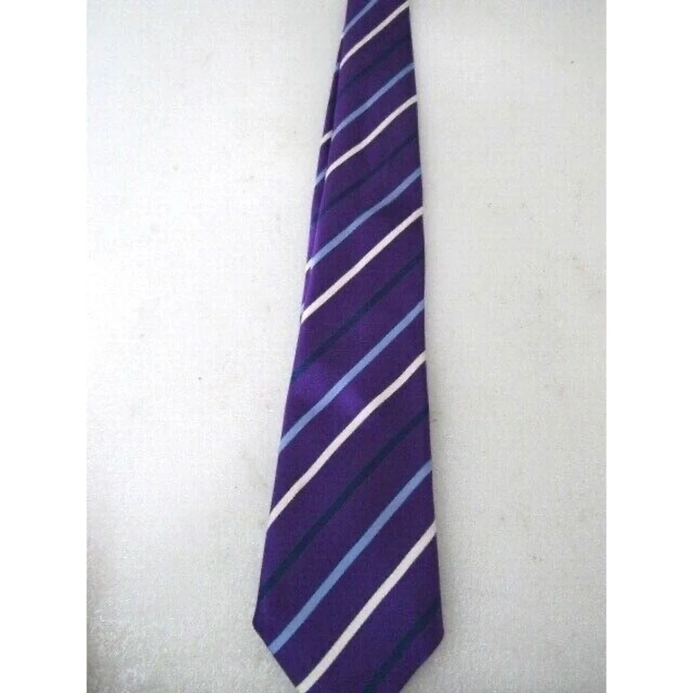 David‎ Donahue Purple Skinny Stripe Silk Tie